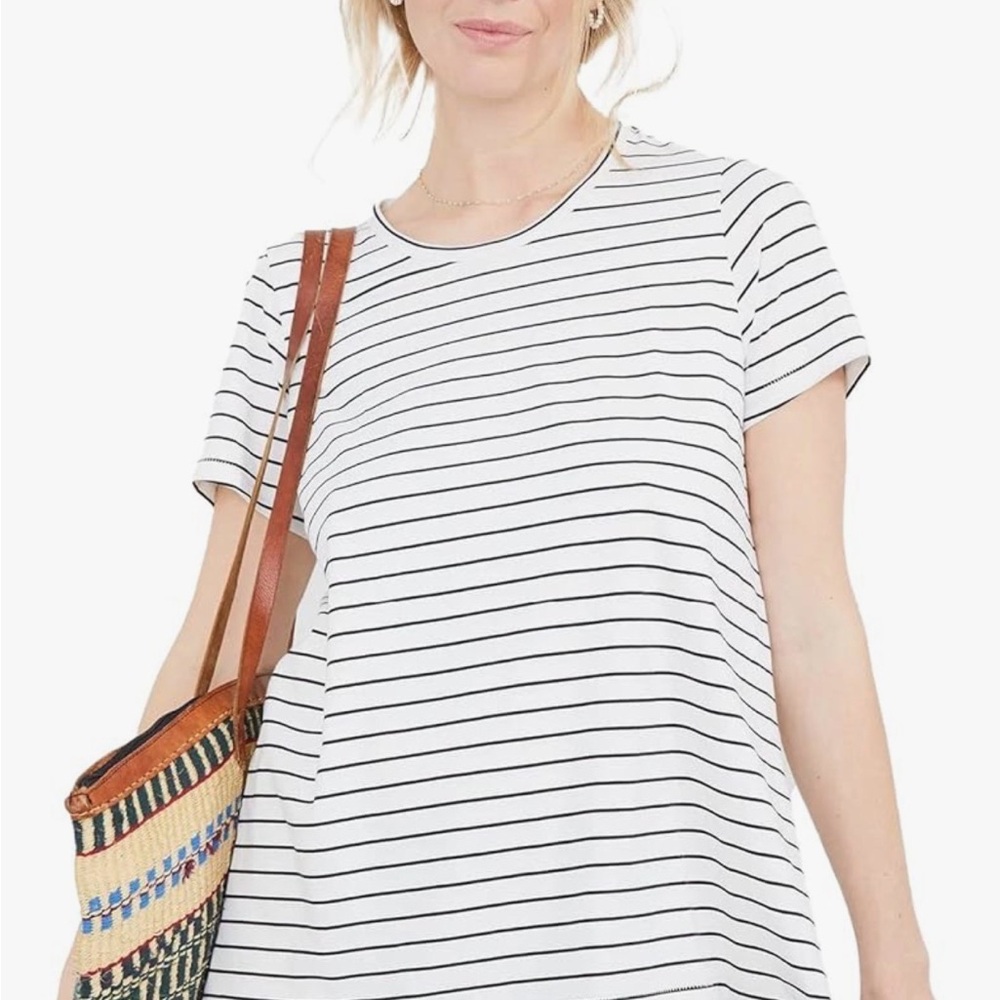 Hatch Nursing Tee with Black Stripes - Short Sleeve